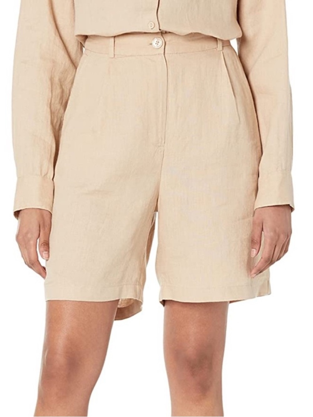 High-Rise Flax Linen Blend Women's Shorts